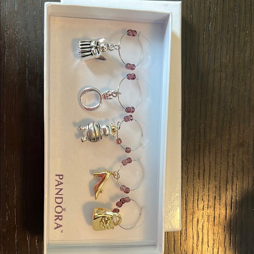 Pandora Silver and Gold Wine Charm Set